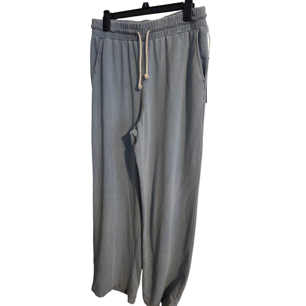 Jane + Delancey Womens Wide Leg Pull On Casual Pants Sz M Blue Cotton Blend New - Picture 2 of 5